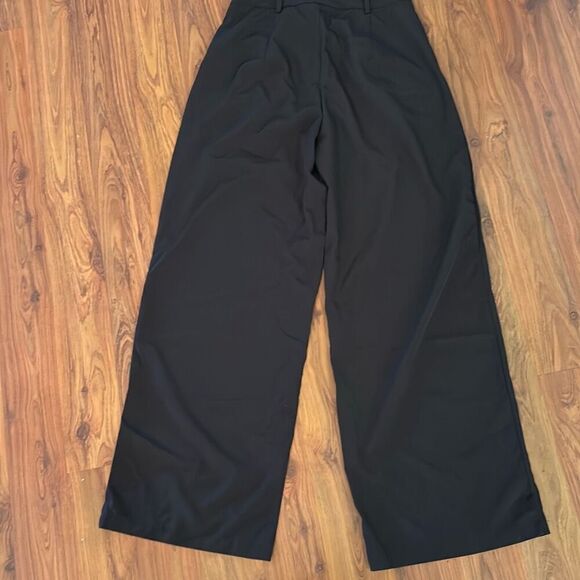 NWT makemechic black wide leg poly silky pants size M - Picture 5 of 5